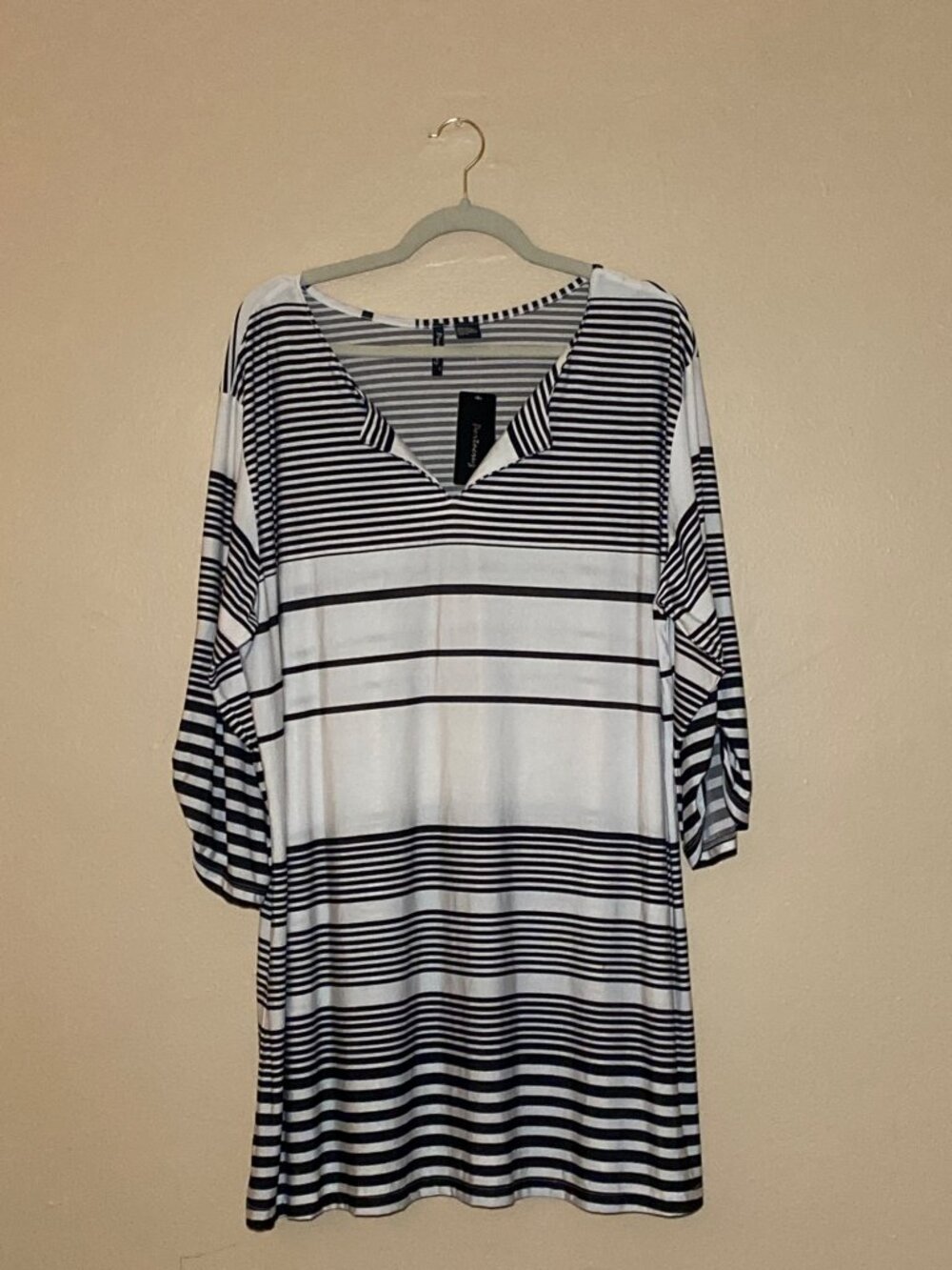 NWT Portacruz Black & White Striped Tunic Dress Size 1X